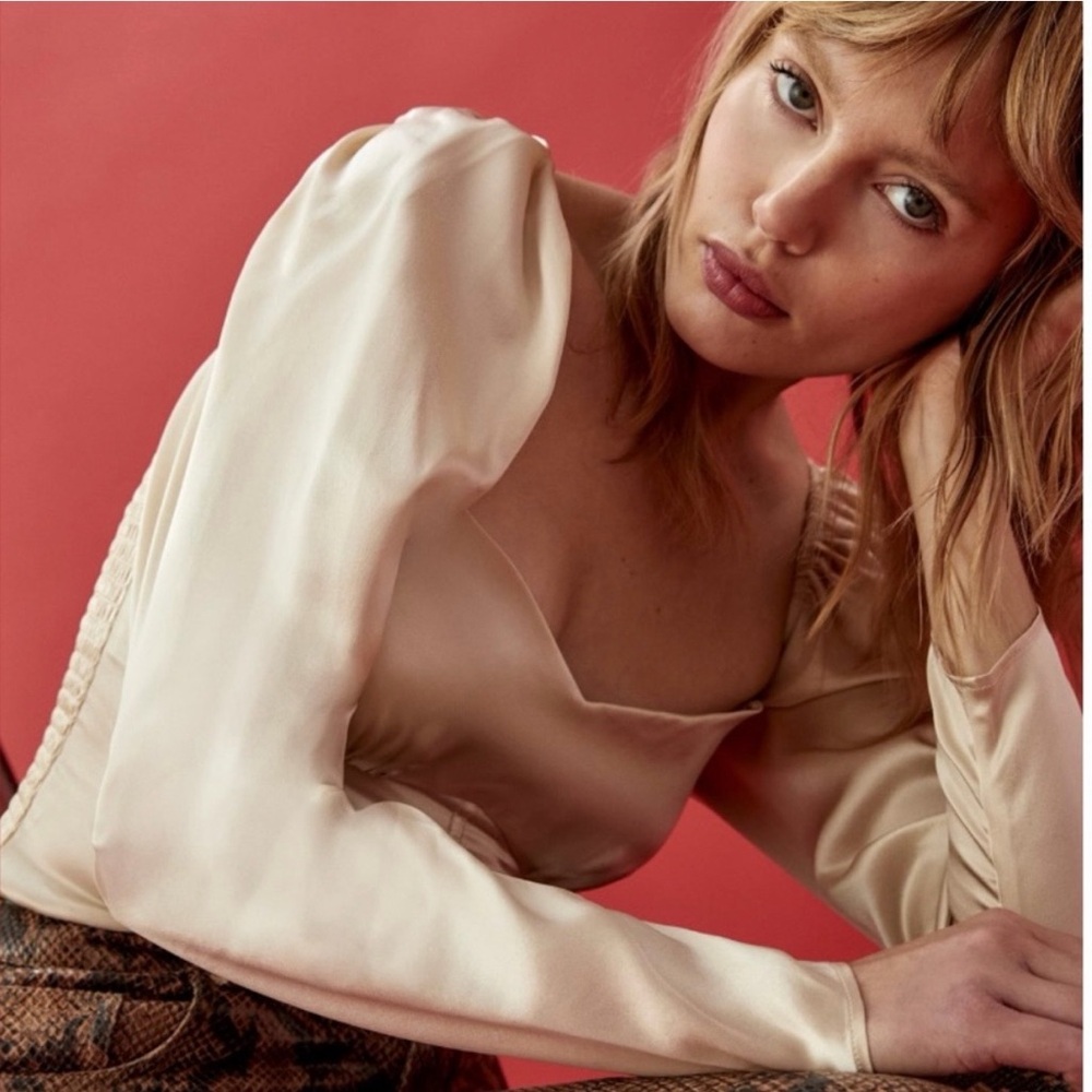 Elegant Cream Satin Blouse